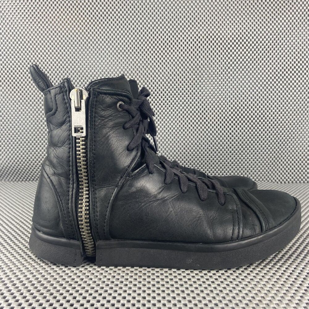 Diesel S-Nentish HBD High Top Sneakers Mens 8 Black Leather Zipper Casual
